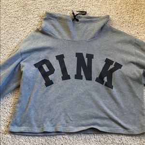 Pink crop top cowl neck sweater